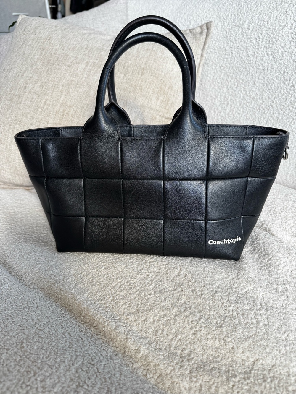 Coach Black Quilted Tote with Top Handles